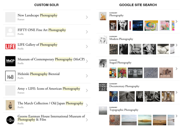 Search for photography on artsy