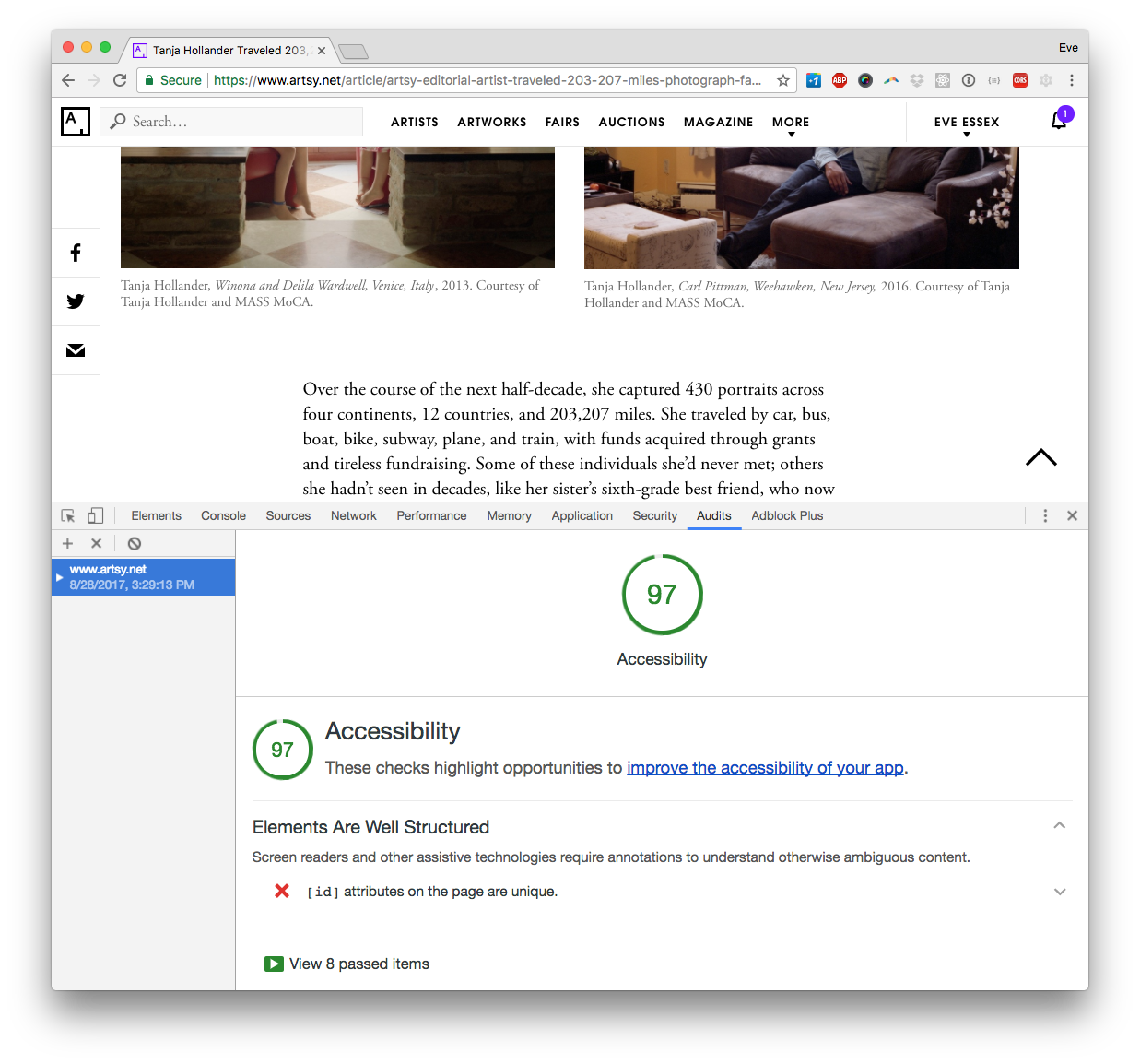 Chrome Accessibility Audit Score